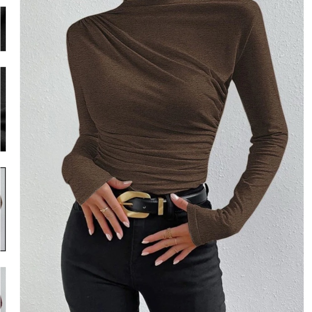 Elegant Brown Long Sleeve Top